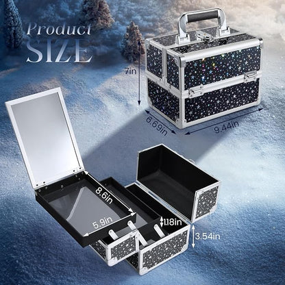 Joligrace Makeup Train Case Portable Cosmetic Box 2 Trays - Image 7