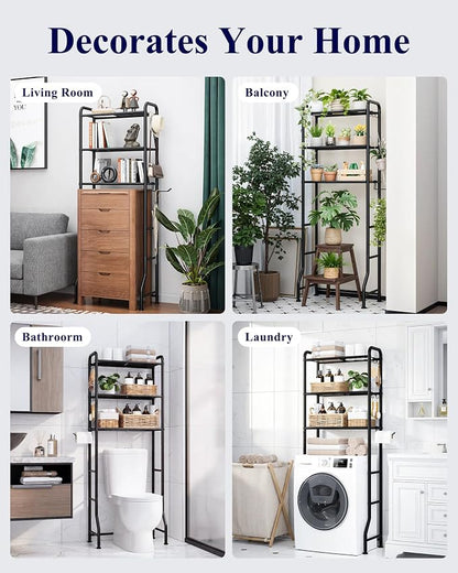 Kitsure Over Toilet Storage Rack, 63.2" H Space-Saving, Holder & Hooks | - Image 8