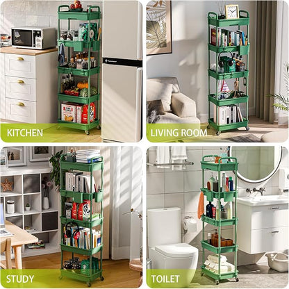 Sorgion 5 Tier Rolling Cart Organizer, Bathroom Cart Organizers - Image 6