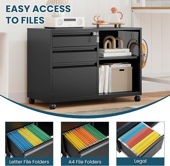 MIIIKO 3 Drawer File Cabinet - Image 4
