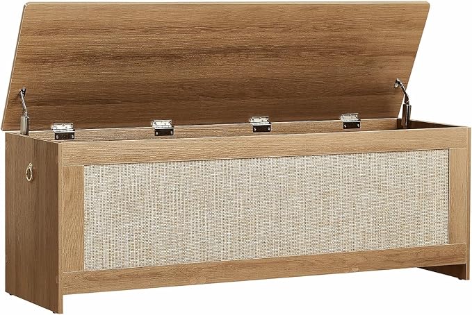 51.2" Storage Chest Extra Large, Cherry Brown | Rattan Storage Bench - Image 5