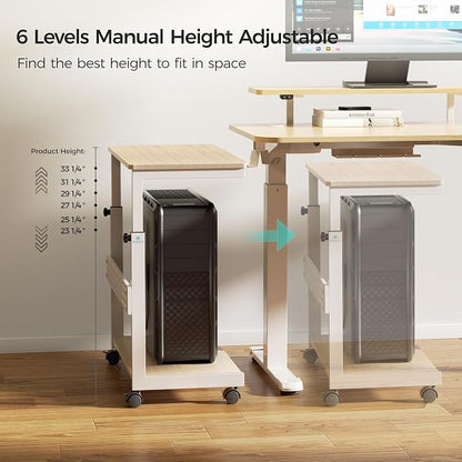 EUREKA ERGONOMIC PC Stand Computer Cart, Height Adjustable Tower Stand 2-Tier - Image 6
