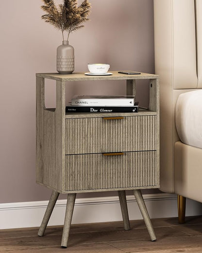 Grey Nightstand, Modern Bedside Table by Leomonio