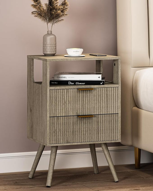 Grey Nightstand, Modern Bedside Table by Leomonio