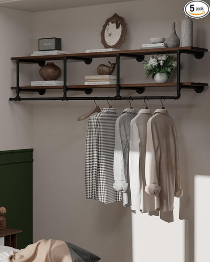 Wall Mounted Clothes Rack 12 Inch Deep, 72 Inch Heavy Duty Garment Rack by INDUSTRIALSHELVESDESIGN