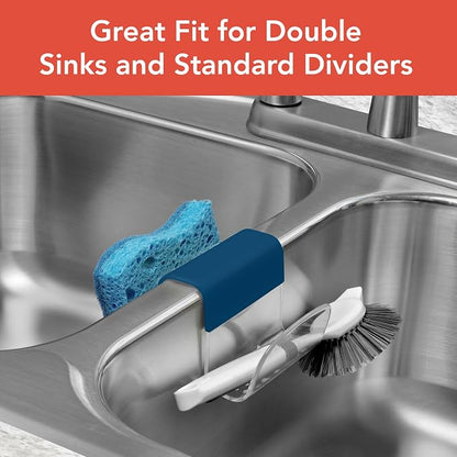 Spectrum Sink Saddle for Kitchen Sink Blue Clear Sponge and Brush Holder - Image 3