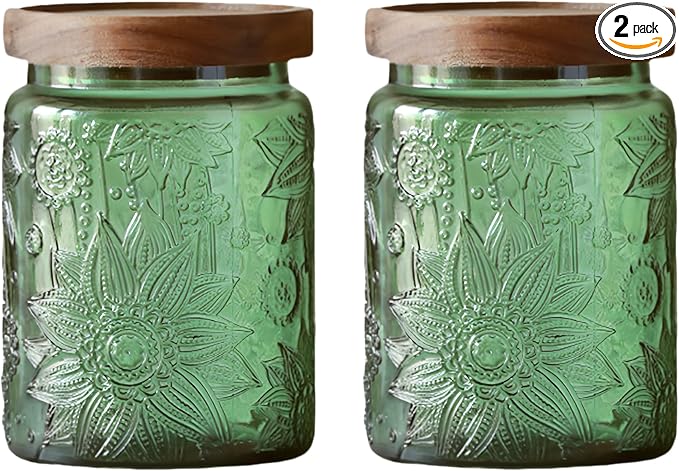 Set of 2 Vintage Glass Jars, Coffee Beans, Pet Food, Laundry Detergent by ANSQU