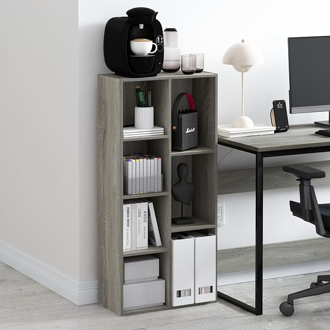 Furinno LUDER Book Shelf, 7-Cube Bookshelf, 9.4 x 19.5 x 41.7, - Image 2