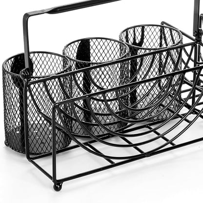 Metal Utensil Caddy with 5 Compartments, Flatware Storage Holder - Image 5