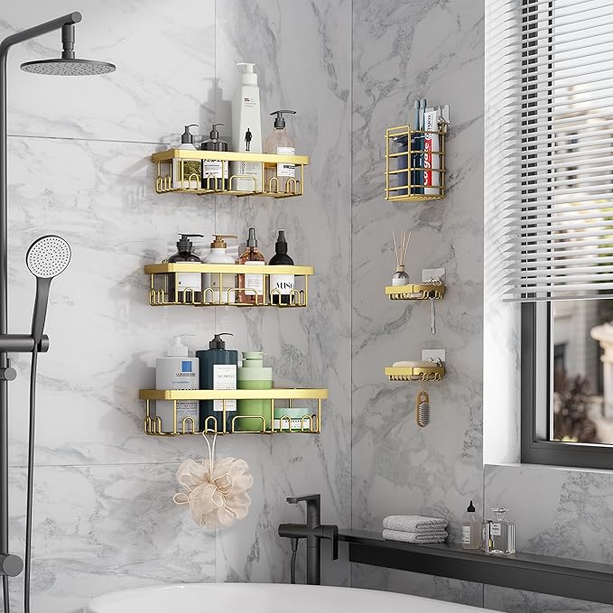 Veken Adhesive Shower Caddy 6-Pack, Gifts - Image 4