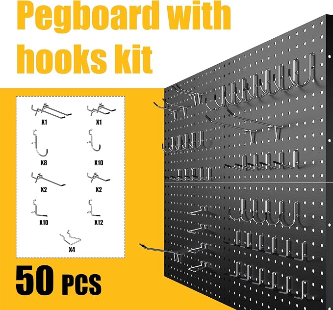 Spampur Peg Board, 4 Pack Metal Pegboard Panels - Image 5