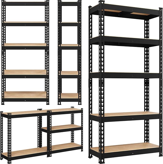 Yaheetech 5-Tier Heavy Duty Storage Shelves 28" W x 12" D x 60" H Black | - Image 8