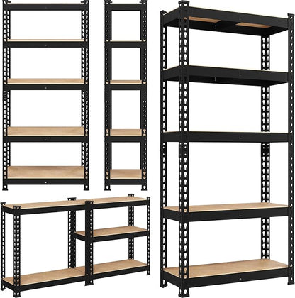 Yaheetech 5-Tier Heavy Duty Storage Shelves 28" W x 12" D x 60" H Black | - Image 8