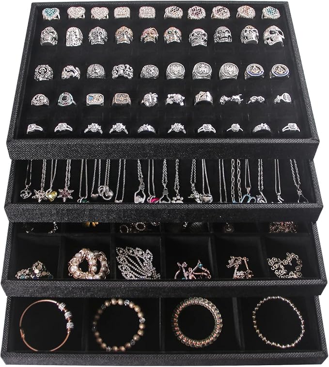 Julysky 4 Pcs/set Stackable Jewelry Organizer Trays - Image 5