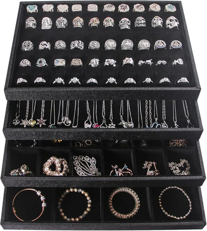Julysky 4 Pcs/set Stackable Jewelry Organizer Trays - Image 5