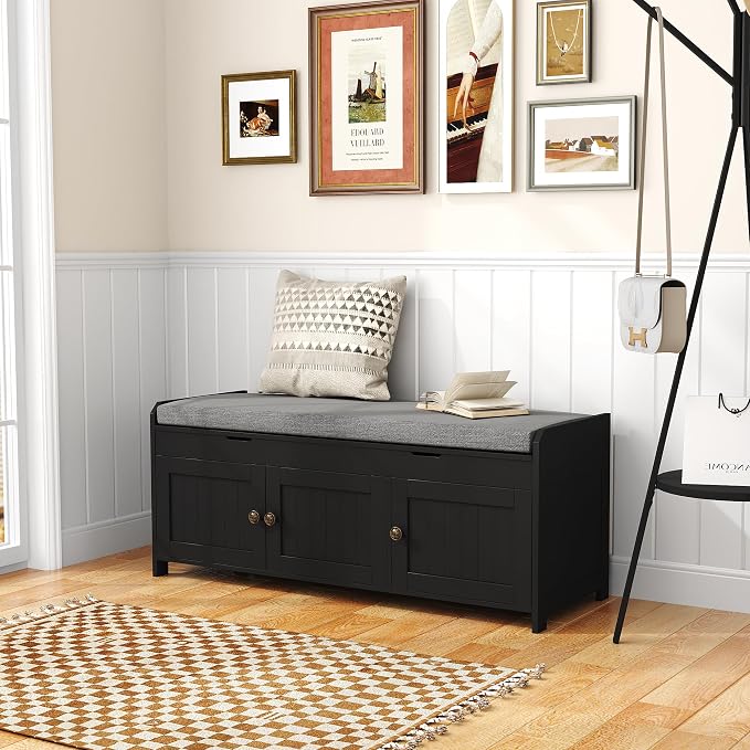 HOMEFORT 41.3" Shoe Bench with Lift Top Storage, Entryway Bench with Cushioned - Image 9