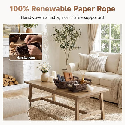 StorageWorks Handwoven Small Wicker Baskets, Round Paper Rope Storage Baskets - Image 5