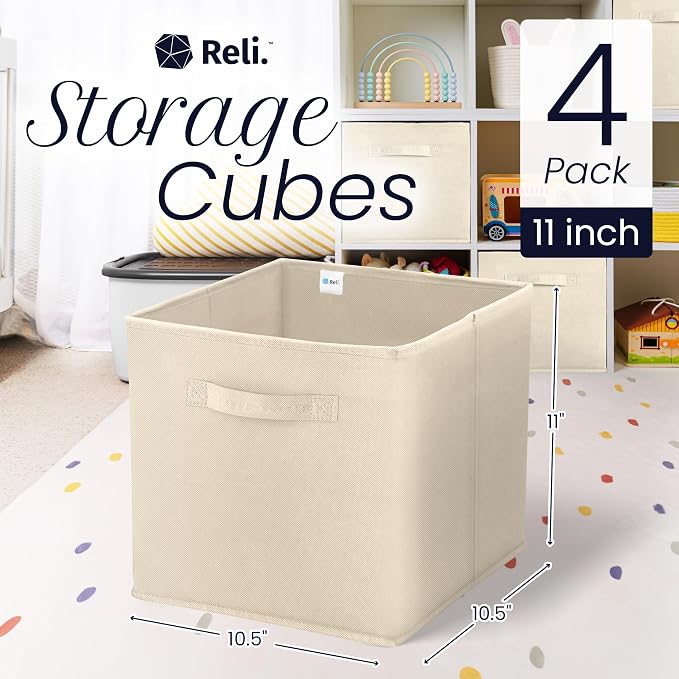 Reli. 11 Inch Cube Storage Bins | Cube Organizer Bins | 11x11 Fabric Storage - Image 2