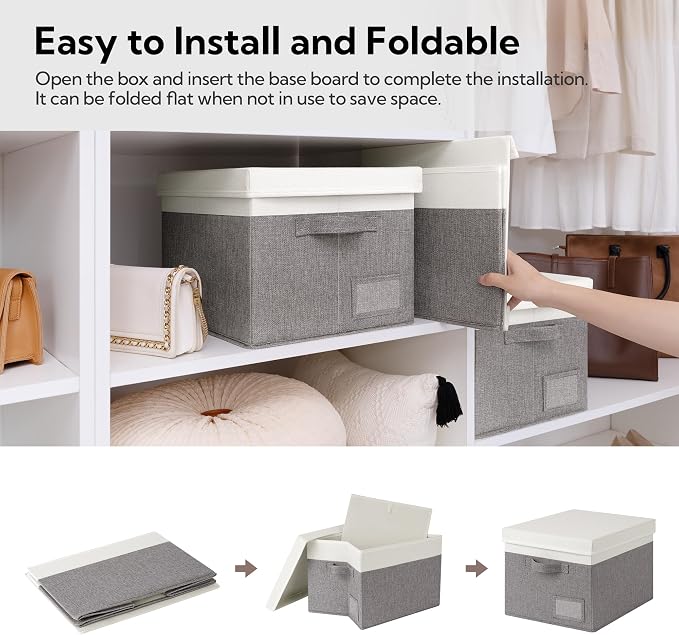 GRANNY SAYS Storage Bins with Lids, Linen Closet Storage Boxes, Collapsibe - Image 3