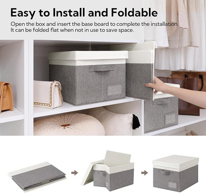 GRANNY SAYS Storage Bins with Lids, Linen Closet Storage Boxes, Collapsibe - Image 3