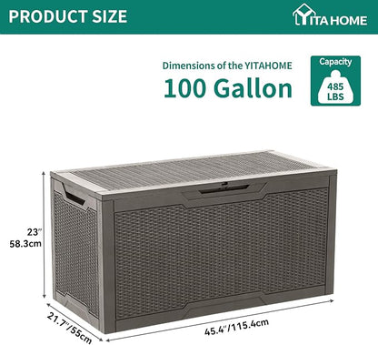 YITAHOME 100 Gallon Outdoor Storage Box, Large Water Resistant Resin Deck Box - Image 6