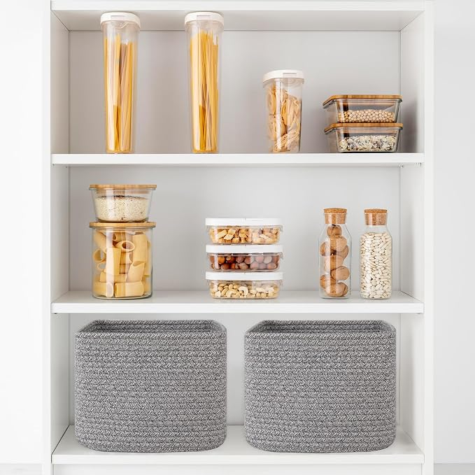 OIAHOMY 9”x9”x7” Storage Cubes, Cotton Rope Woven Baskets - Image 6