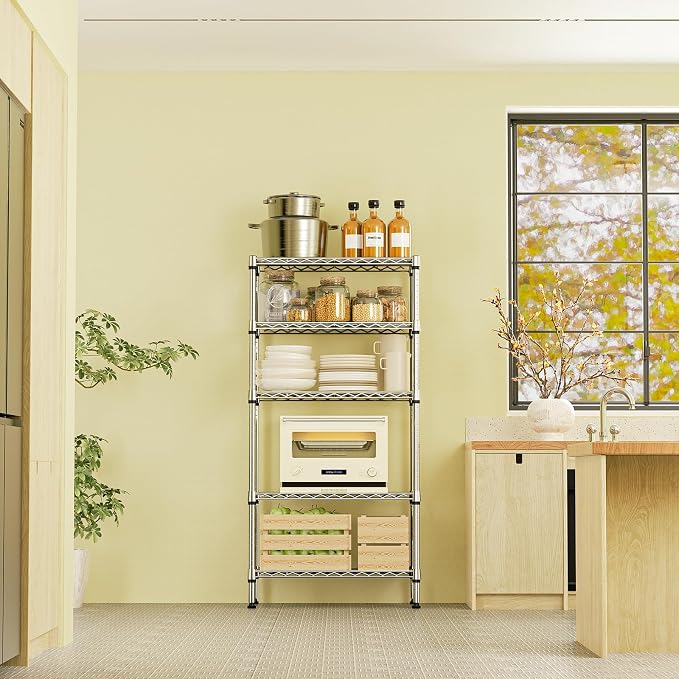 IZEUK 5-Tier Chrome Metal Storage Shelves, Heavy Duty Wire Shelving Unit - Image 6
