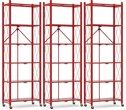 ALANNG 73.6 Inch Folding Bookshelf, 6 Tier Metal Bookcase and Bookshelves | by ALANNG