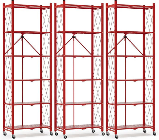 ALANNG 73.6 Inch Folding Bookshelf, 6 Tier Metal Bookcase and Bookshelves | by ALANNG