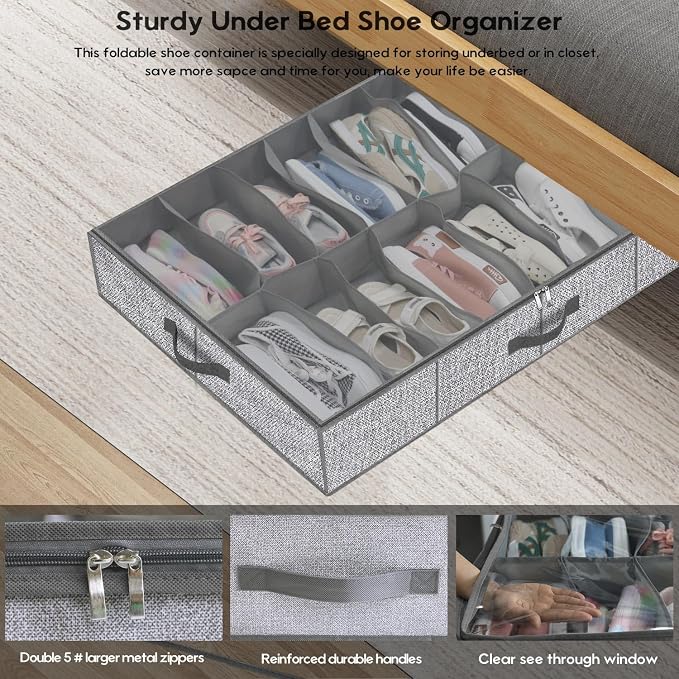 Onlyeasy Sturdy Under Bed Shoe Storage Organizers - Image 4