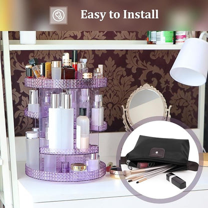 Awenia Makeup Organizer 360-Degree Rotating Plus Size, Adjustable Makeup Storage - Image 4