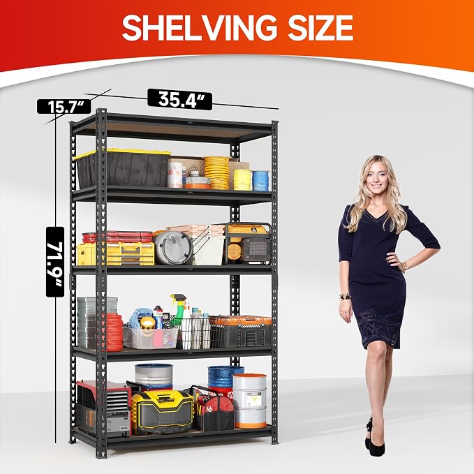 71.9''H Garage Shelving 3000lbs Garage Storage Shelves, Adjustable Heavy Duty - Image 2