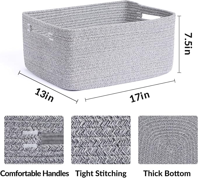 Large Storage Baskets for Organizing, Closet Shelf Baskets for Clothes Blanket - Image 2