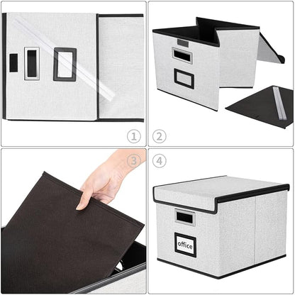 File Organizer Box with Lids, Collapsible File Folder Organizer | File Box with - Image 7