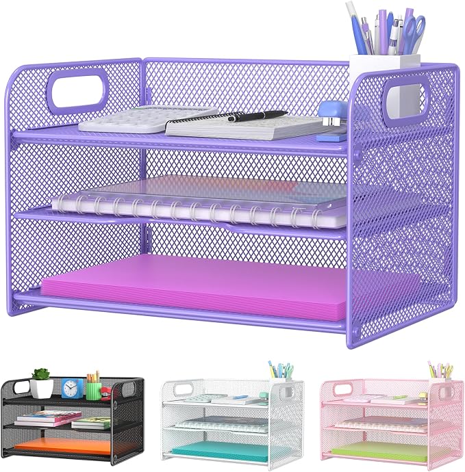 Samstar 3 Tier Purple Letter Tray Paper Organizer by Samstar