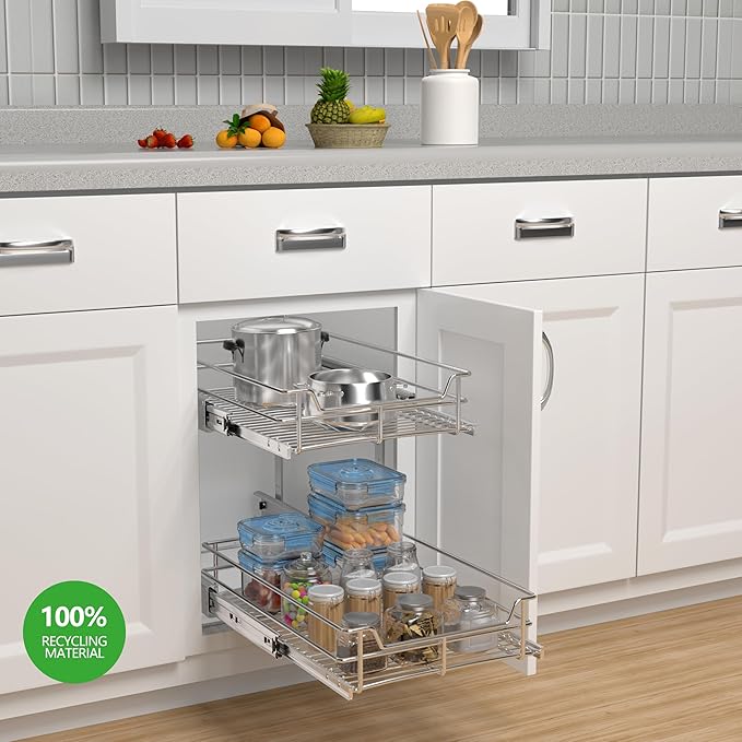 2-Tier Cabinet Pull Out Shelves, Slide Out Shelves - Image 2