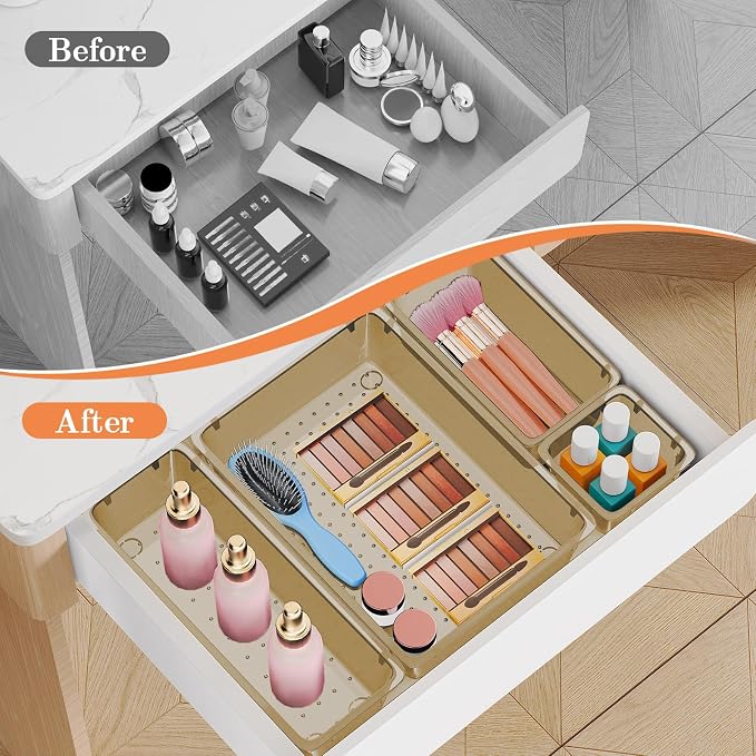 25 PCS Plastic Drawer Organizer Set, 4-Size Versatile Organizer Trays & storage - Image 4