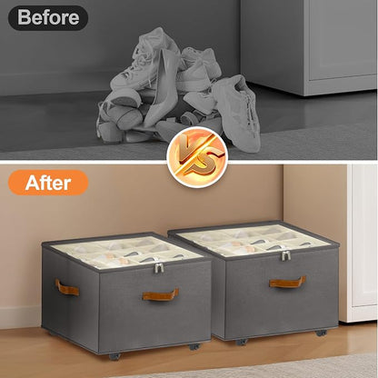 Foyego Shoe Organizer for Closet, 2 Pack Shoe Storage Organizer - Image 7