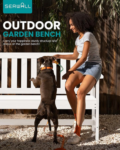 SERWALL HDPE Outdoor Bench, Weatherproof Porch Bench, 2 Pack, Suitable - Image 7