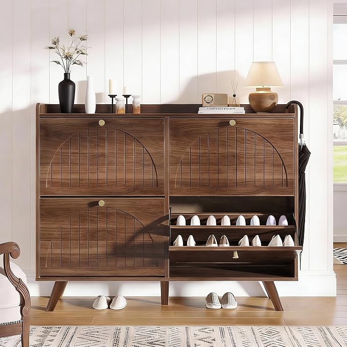 Decofy 47.2” Shoe Cabinet with 4 flip-Down Drawers, Three Adjustable Levels - Image 7