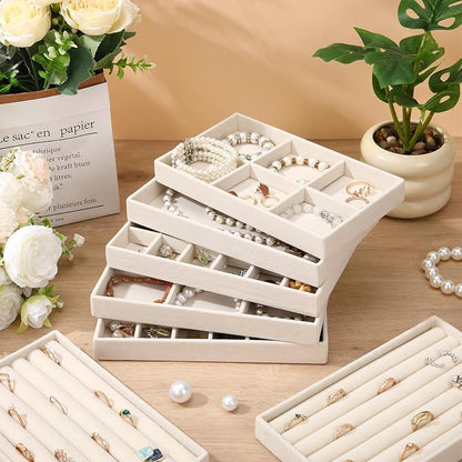 Highergo 8 Pcs Velvet Jewelry Trays Stackable Drawers Organizer Ring Earring - Image 4