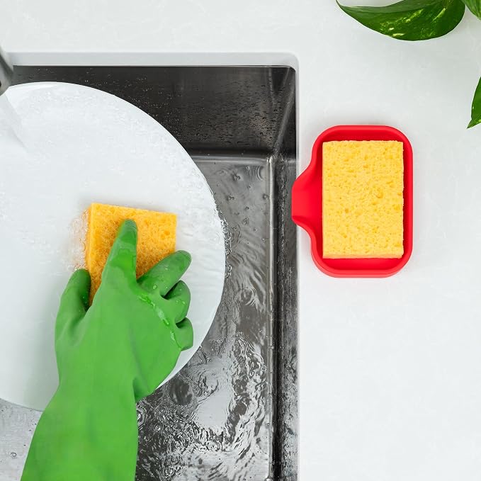 Zulay Kitchen Small Silicone Sponge Holder – Space-Saving Sink Organizer Tray - Image 3