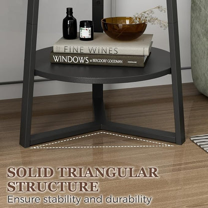 Gadroad Round End Table with Storage Shelf, 2 Tier Farmhouse Side Table - Image 5