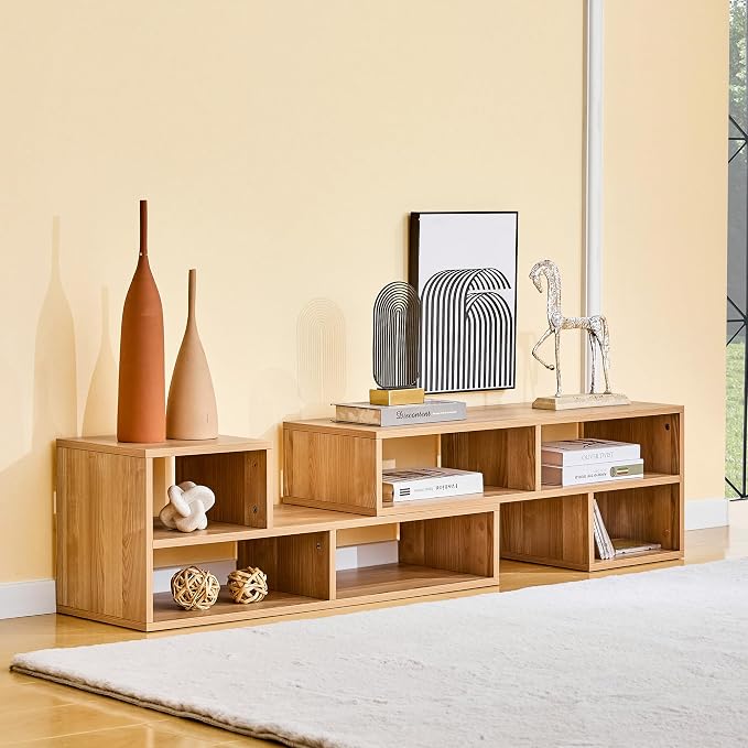L-Shaped TV Stand for TVs up to 50''+, Modular TV Stand Light Wood | Modern - Image 5