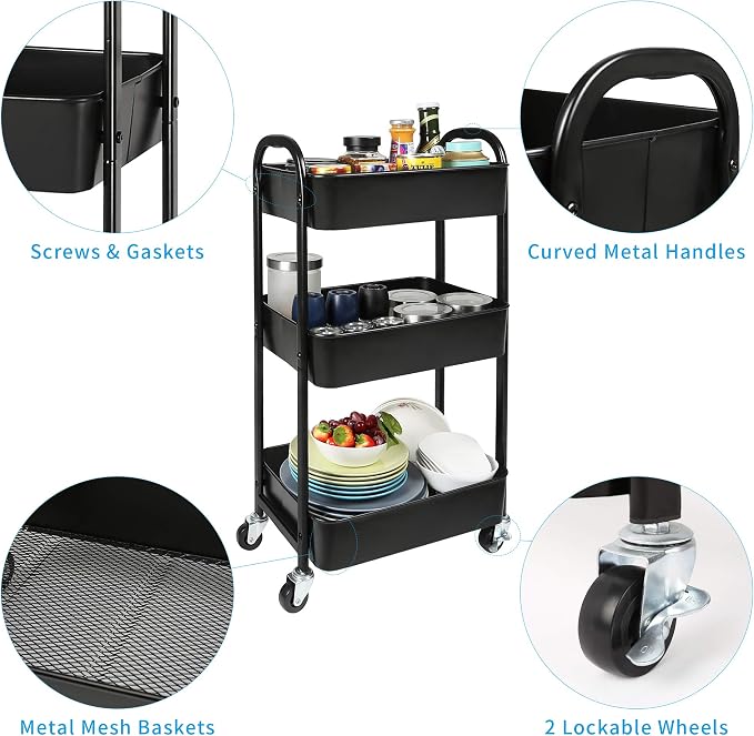 3-Tier Rolling Utility Cart - Image 5