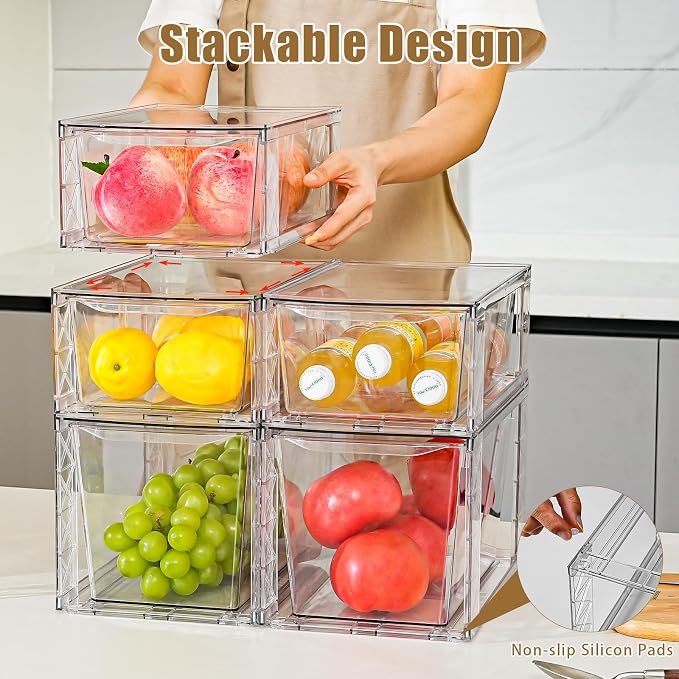 4Pack Stackable Kitchen Storage Organizer, Pantry Organizers and Storage - Image 2