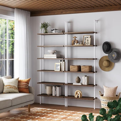 Nathan James Theo 6-Shelf Tall Bookcase, Wall Mount Bookshelf - Image 3