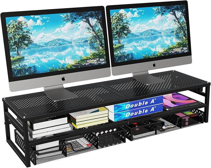 Simple Trending 2 Tier Metal Monitor Stand Riser - Image 2
