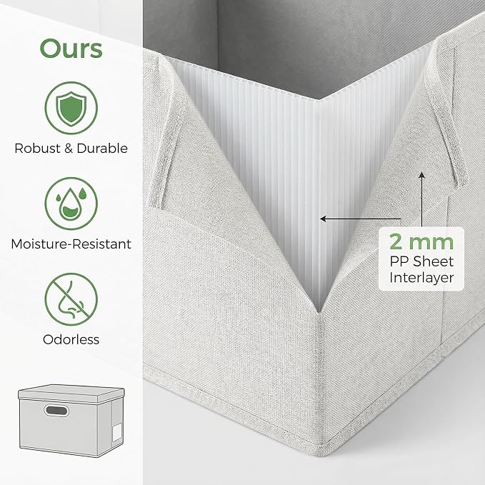 PRANDOM Storage Bins with Lids Linen Fabric Foldable Storage Boxes Organizer - Image 6