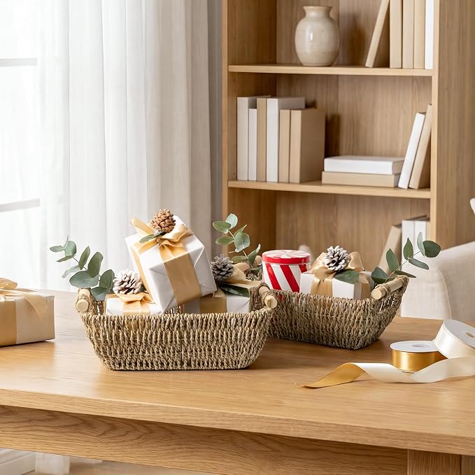 StorageWorks Small Baskets for Shelf, Seagrass Woven Basket - Image 8